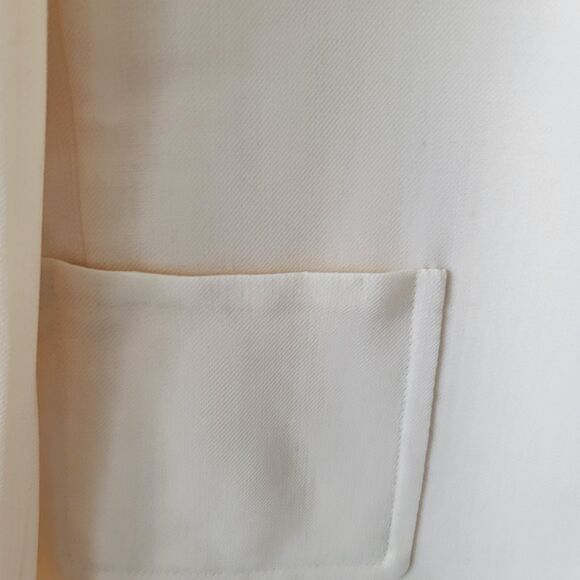 akris women's wool blend blazer 6 pockets long sleeve cream office careers - Picture 5 of 8